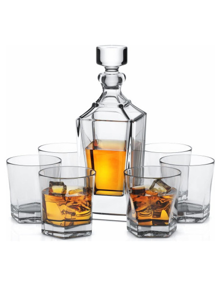Juego de Decantador de Cristal Miko 750ml con 6 Vasos