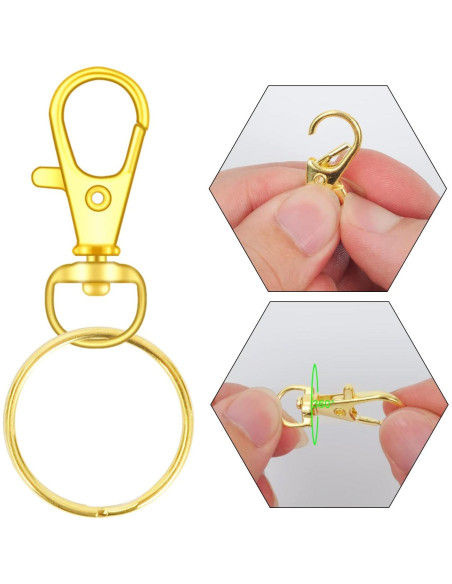 104 Ganchos Giratorios y Anillos para Llaveros DSUWAZU Oro