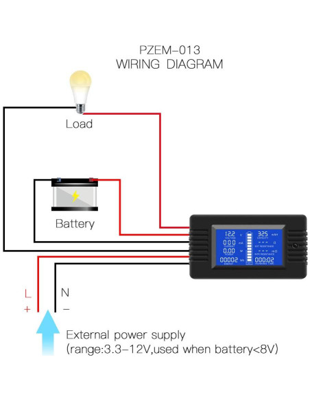 Medidor de Batería DC 10A PZEM-013 Multifuncional LCD