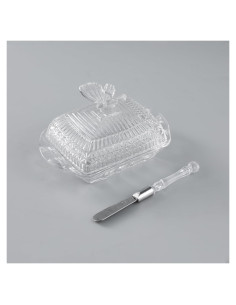 Plato de Mantequilla de Vidrio HAWOK con Cuchillo 0.75 kg