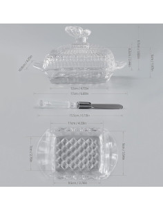 Plato de Mantequilla de Vidrio HAWOK con Cuchillo 0.75 kg 2