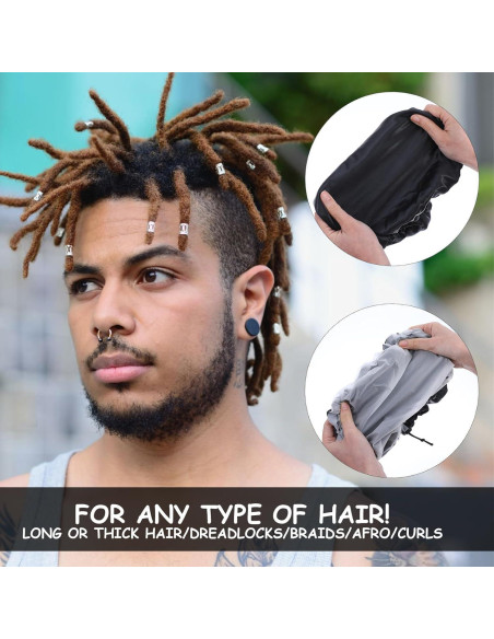 Gorro de Ducha Impermeable Abeillo de Satén Negro Ajustable