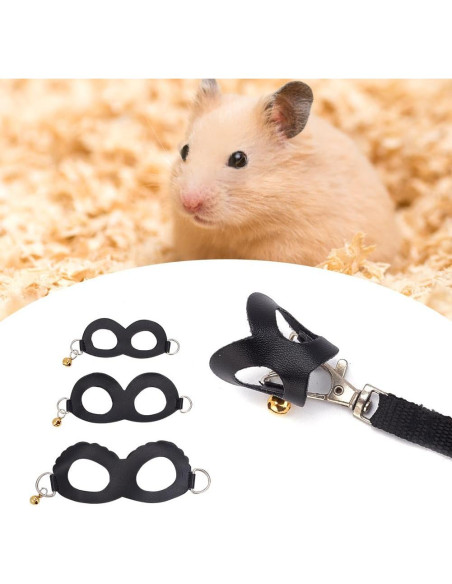 Arnés y Correa para Hámster DELORIGIN - Set 3 Tamaños Negro