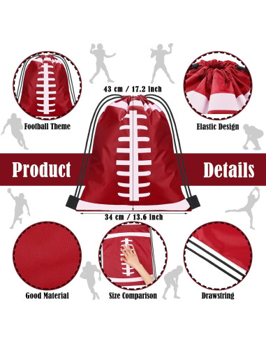 Mochilas de Cierre de Cordón Shappy 6 Pcs Fútbol 43x33 cm