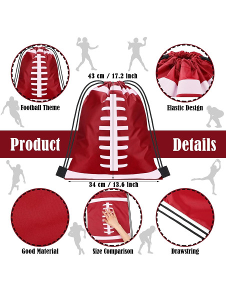 Mochilas de Cierre de Cordón Shappy 6 Pcs Fútbol 43x33 cm