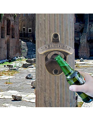 Abrebotellas de bronce antiguo HAIICEN montado en pared magnético