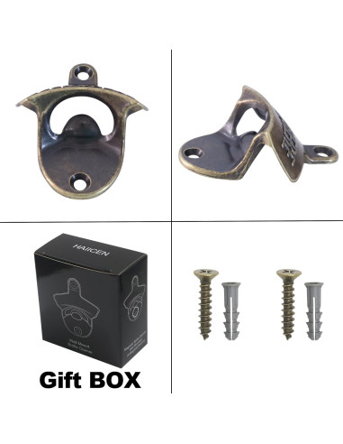 Abrebotellas de bronce antiguo HAIICEN montado en pared magnético