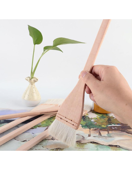 Juego de Pinceles Hake Longdex 4PCS Acuarela Pelo de Cabra