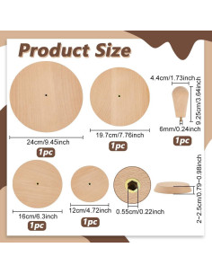 Juego de Moldes de Cerámica de Madera BENECREAT 4 Pcs 12-24cm 2
