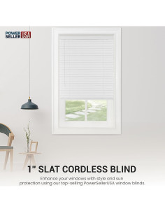 Persianas Sin Cable PowerSellerUSA 72x64 Blanco Vinilo 2