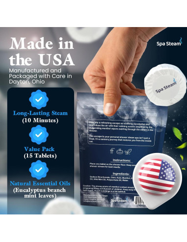 Bombas de Ducha Aromaterapia Eucalipto Menta - Set 15 Pzas