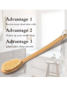 Cepillo de Espalda de Bambú GiimiBash con Mango Largo 44 cm 2