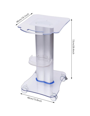 Carro de salón TFCFL acrílico azul 15kg 4 ruedas giratorias