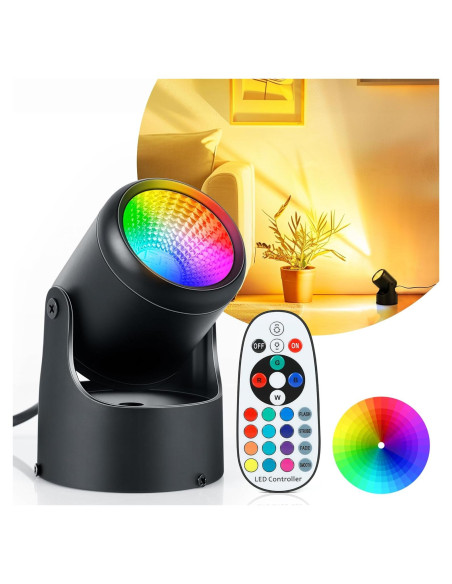 Foco LED RGBW Kandicyar 7W 16 Colores Control Remoto