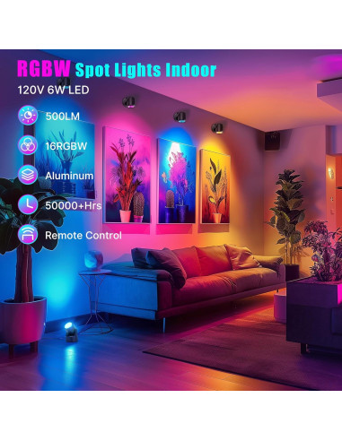 Foco LED RGBW Kandicyar 7W 16 Colores Control Remoto