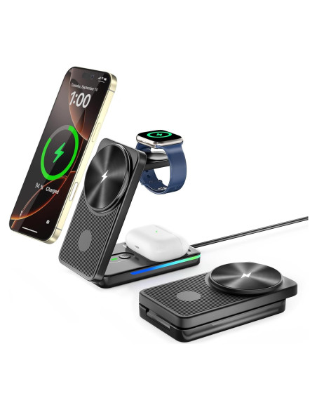Estación de Carga Inalámbrica 3 en 1 Aukvite para iPhone 16/15/14/13/12