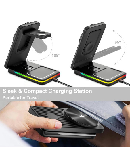 Estación de Carga Inalámbrica 3 en 1 Aukvite para iPhone 16/15/14/13/12