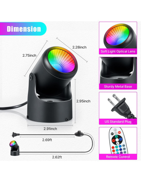 Foco LED RGBW Kandicyar 7W 16 Colores Control Remoto