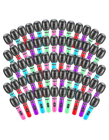 60 Piezas Micrófonos Inflables Zhanmai 25 cm Colores Variados