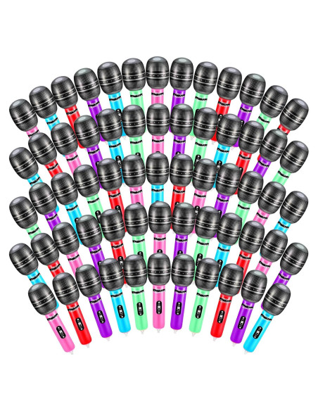 60 Piezas Micrófonos Inflables Zhanmai 25 cm Colores Variados