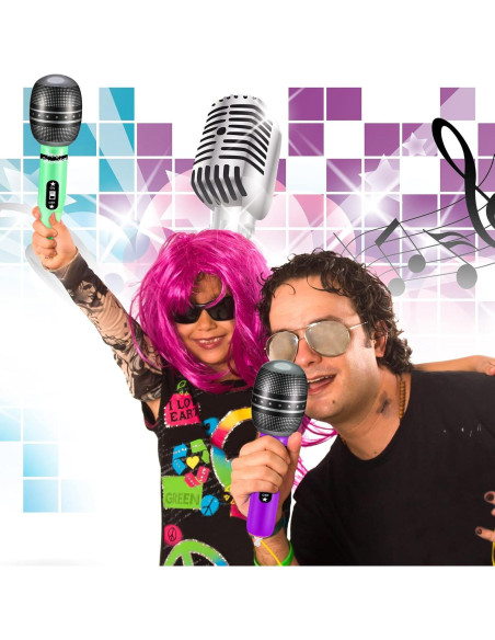 60 Piezas Micrófonos Inflables Zhanmai 25 cm Colores Variados