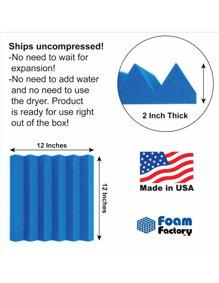 Paneles Acústicos Foam Factory 24 Pack Wedge 30.48 cm Azul
