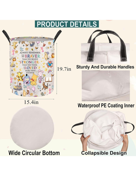 Cesta de lavandería JNIAP Oso Plegable 50x40 cm Impermeable