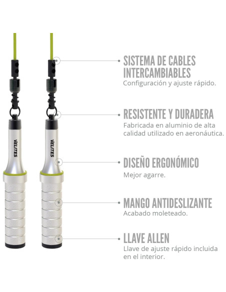 Cuerda de Salto con Peso Velites Tierra 2.0 - Aluminio 0.9kg