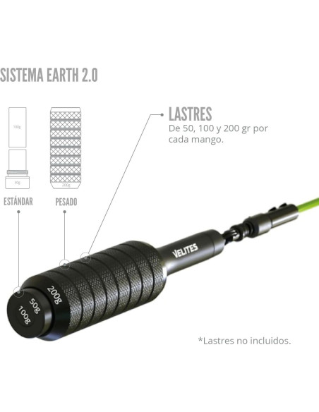 Cuerda de Salto con Peso Velites Tierra 2.0 - Aluminio 0.9kg
