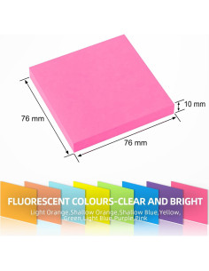 Notas Adhesivas Qhou 76x76mm 8 Pads Coloridos Brillantes 2