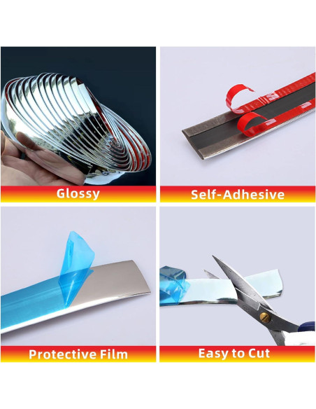 Tira de Moldura Autoadhesiva Shine & Bright 2.44m Plata Cromada