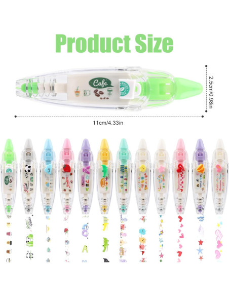 12 Bolígrafos de Cinta Decorativa NQEUEPN Multicolor DIY