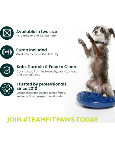 Disco de Equilibrio FitPAWS 35.56 cm Azul - Ejercicio y Rehabilitación