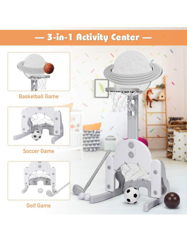 Aro de Baloncesto AKUSTIK 3 en 1 para Niños Pequeños