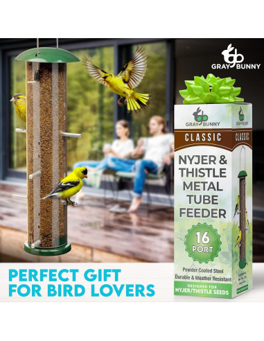 Comedero Colgante para Jilgueros Gray Bunny 16 Puertos 0.91kg