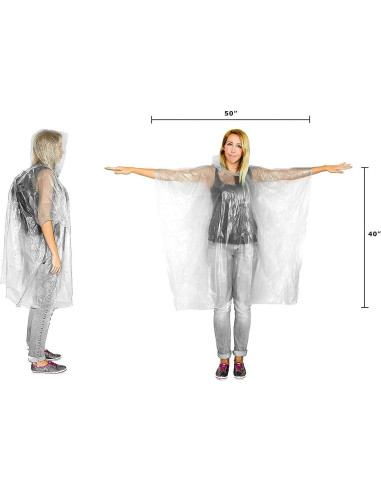Ponchos de Lluvia Lingito 20 Paquete Transparentes para Familia