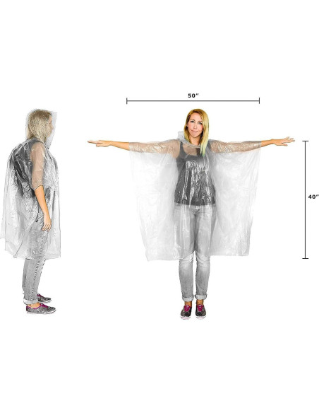 Ponchos de Lluvia Lingito 20 Paquete Transparentes para Familia