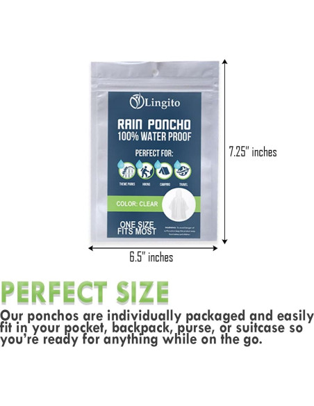 Ponchos de Lluvia Lingito 20 Paquete Transparentes para Familia