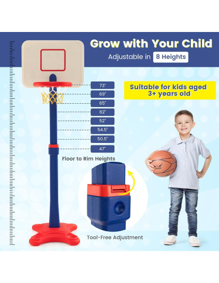 Aro de Baloncesto Ajustable Costzon para Niños 63-85 cm