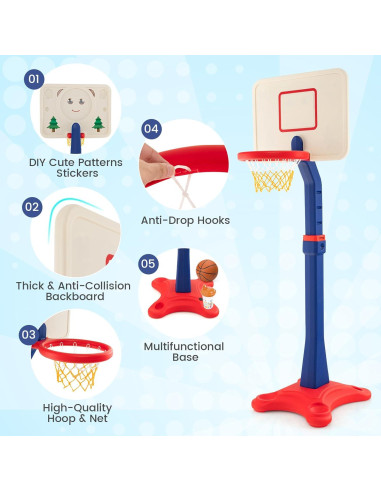 Aro de Baloncesto Ajustable Costzon para Niños 63-85 cm