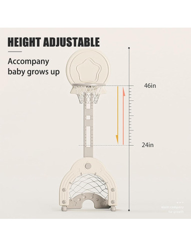Aro de Baloncesto Ajustable Deer COCO para Niños 1-3 Años