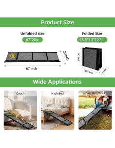 Rampa Plegable para Perros KUKKUME 170.2 cm Antideslizante 2