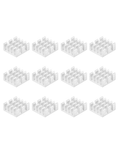 Disipador de Calor Autoadhesivo Aluminio uxcell 11x11x5mm 12 Pcs