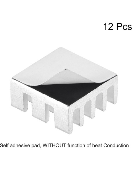 Disipador de Calor Autoadhesivo Aluminio uxcell 11x11x5mm 12 Pcs