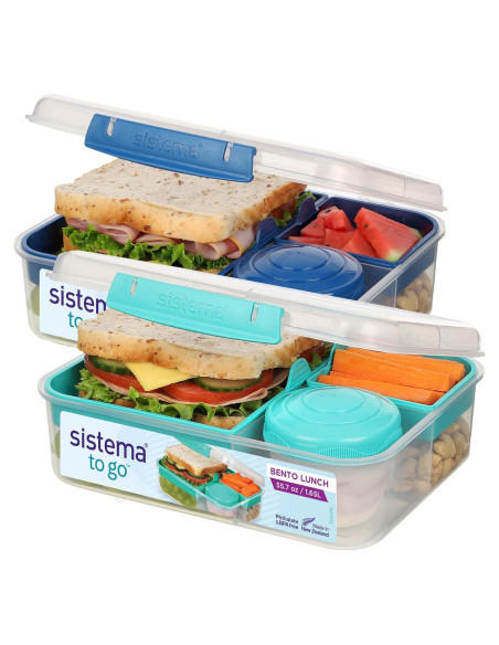 Bento Box Cubes Sistema 1.25 L Mediano Verde Menta y Azul