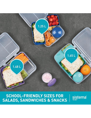 Bento Box Cubes Sistema 1.25 L Mediano Verde Menta y Azul