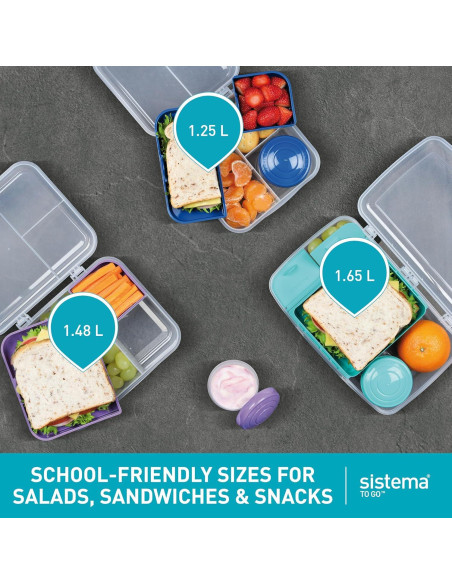 Bento Box Cubes Sistema 1.25 L Mediano Verde Menta y Azul