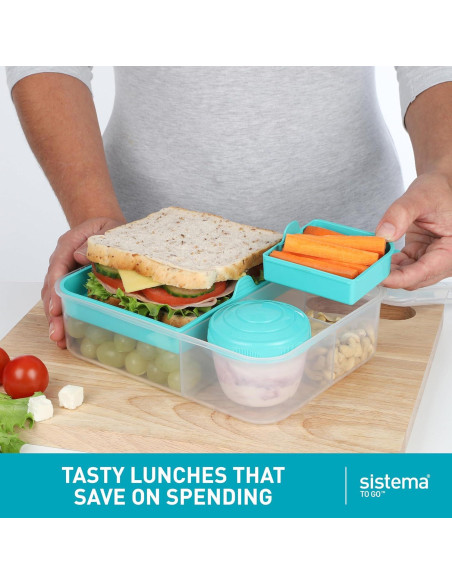 Bento Box Cubes Sistema 1.25 L Mediano Verde Menta y Azul