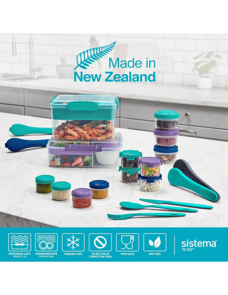 Bento Box Cubes Sistema 1.25 L Mediano Verde Menta y Azul