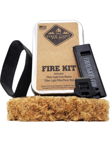 Kit de Fuego Fiber Light Mini - Iniciador de Fuego y Varilla Ferro